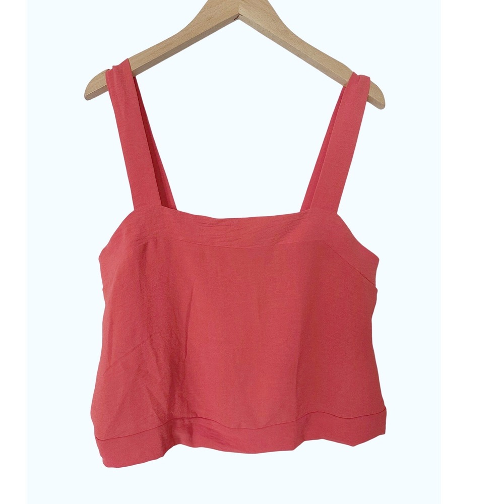 Monteau Los Angeles Women XL Crop Tank Top Camisole Coral Pink Summer Flowy